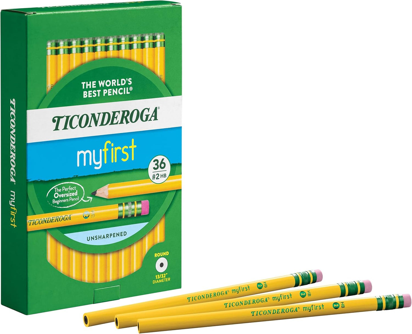 Ticonderoga My First Wood-Cased Pencils. 2 HB. Yellow. 36 Count
