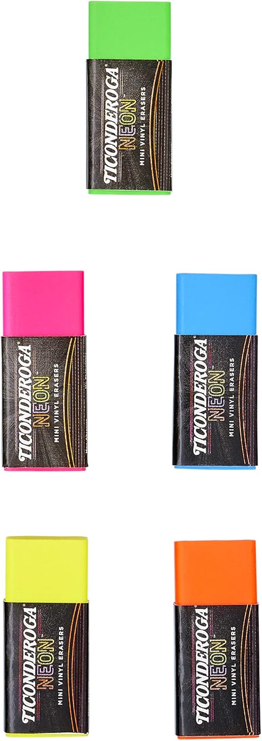 Ticonderoga Erasers. Neon. 5 Count. 6 Packs (X38965)