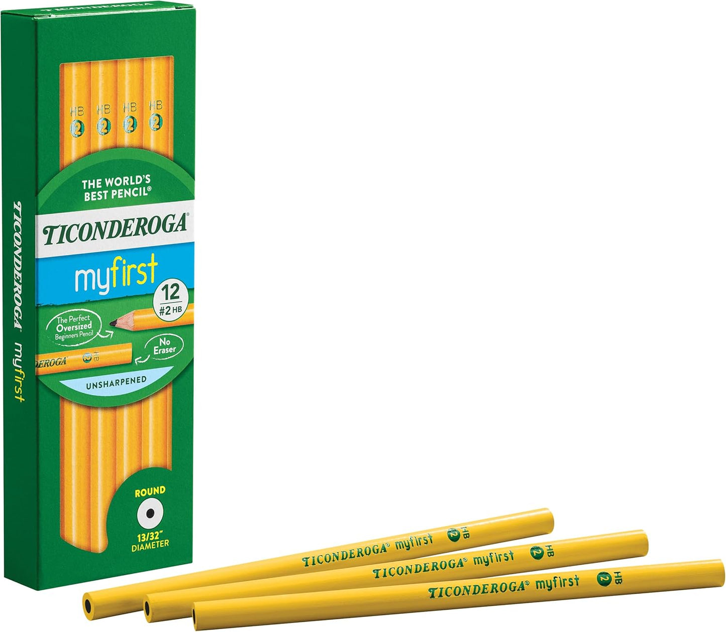 Ticonderoga Beginner Wood-Cased Pencils. 2 HB Soft. Yellow. 12 Count (X13080)