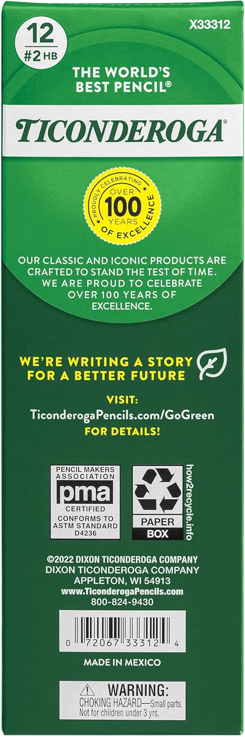 Ticonderoga My First Wood-Cased Pencils. Pre-Sharpened. 2 HB. Yellow. 12 Count