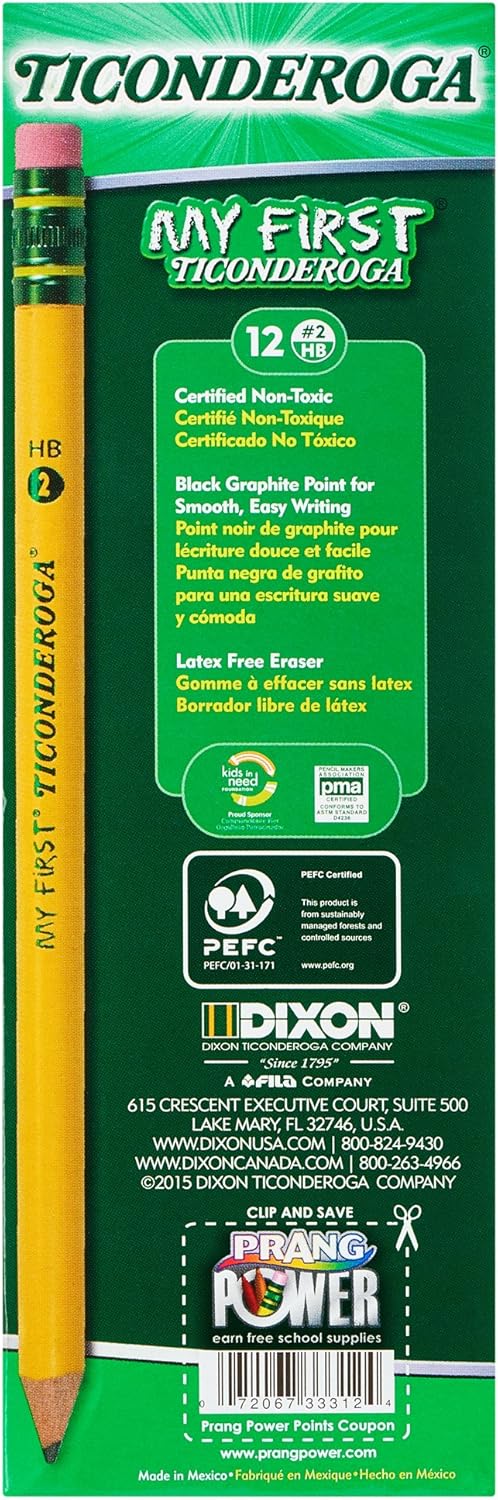 Ticonderoga My First Primary Size #2 Beginner Pencils 6 Boxes of 12. 72 Pencils Total (33312SP)