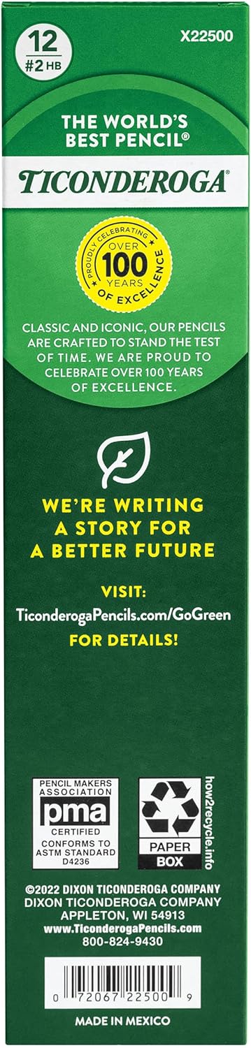 Ticonderoga Tri-Conderoga Triangular Pencils. Wood-Cased #2. Sharpener. Soft Touch Comfort Barrel. Black. (22500) (Pack of 6. 72 Count Total)