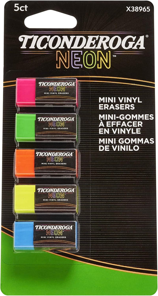 Ticonderoga Erasers. Neon. 5 Count. 6 Packs (X38965)