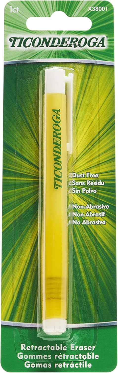 Ticonderoga Retractable Eraser. White. 1 Count. 6 Packs (X38001)