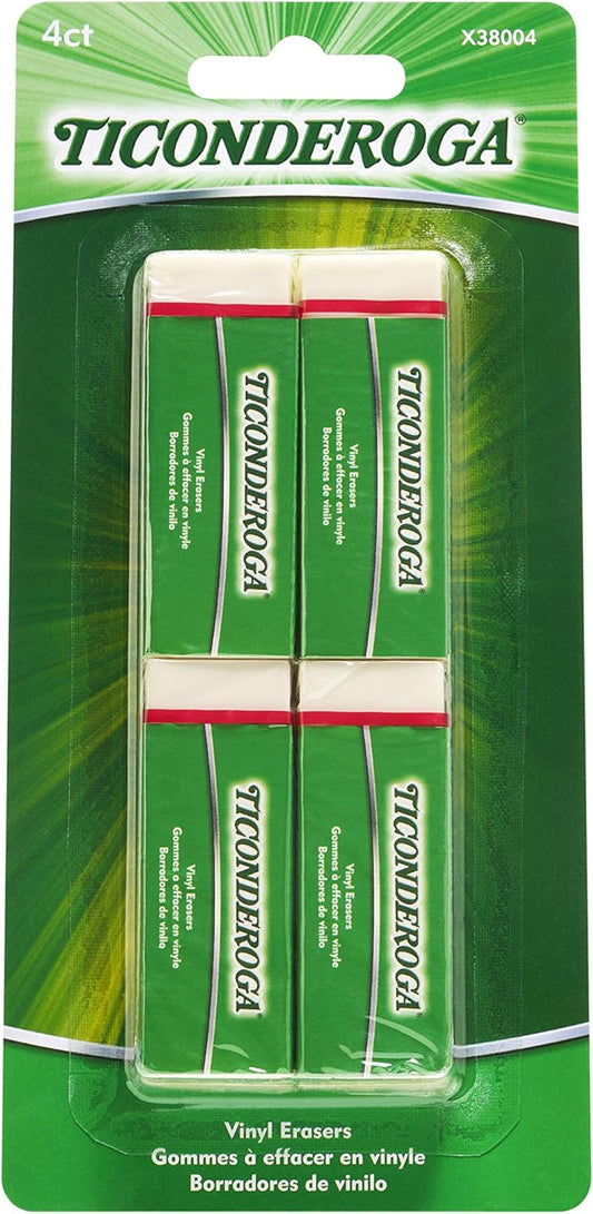 Ticonderoga Vinyl Erasers. White. 4 Count. 6 Packs (X38004)