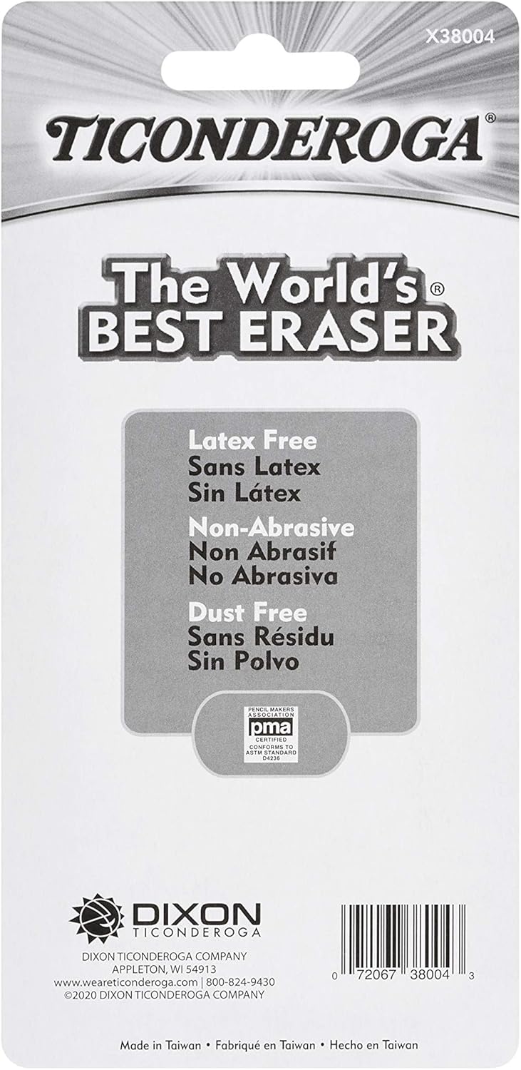 Ticonderoga Vinyl Erasers. White. 4 Count. 6 Packs (X38004)