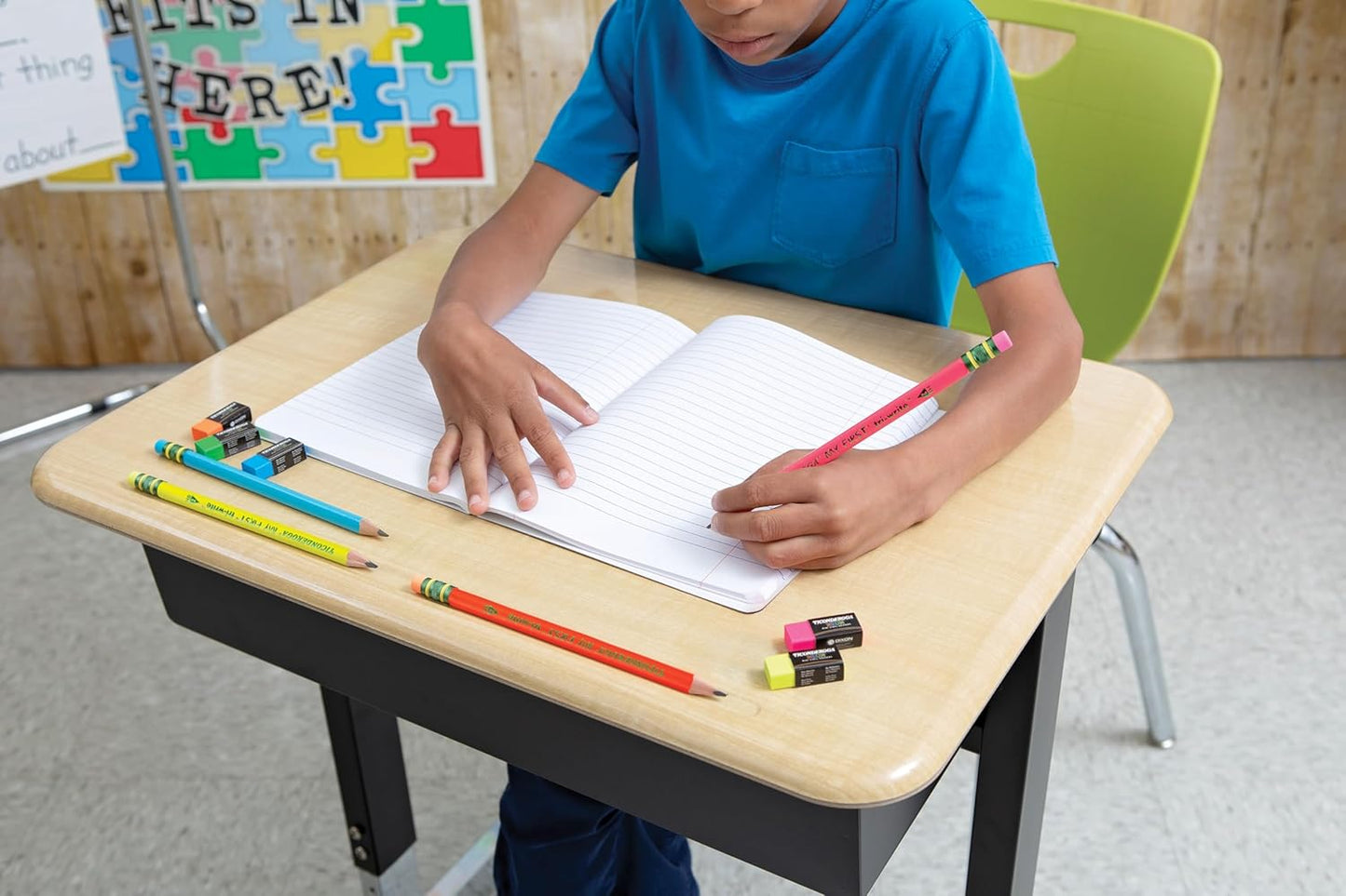 Ticonderoga My First Tri-Write Wood-Cased Pencils. Pre-Sharpened. 2 HB. With Erasers. Neon Colors. 12 Count