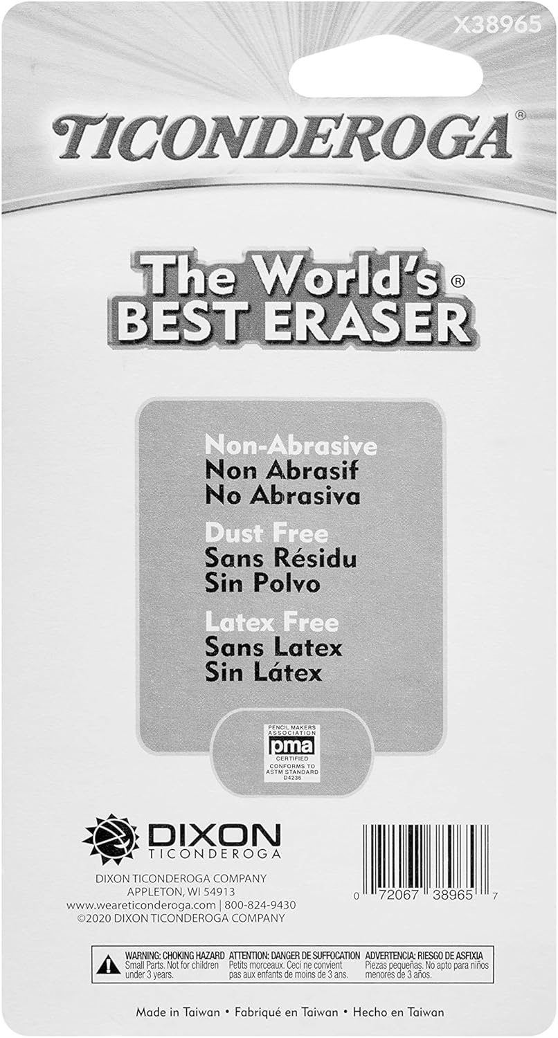Ticonderoga Erasers. Neon. 5 Count. 6 Packs (X38965)