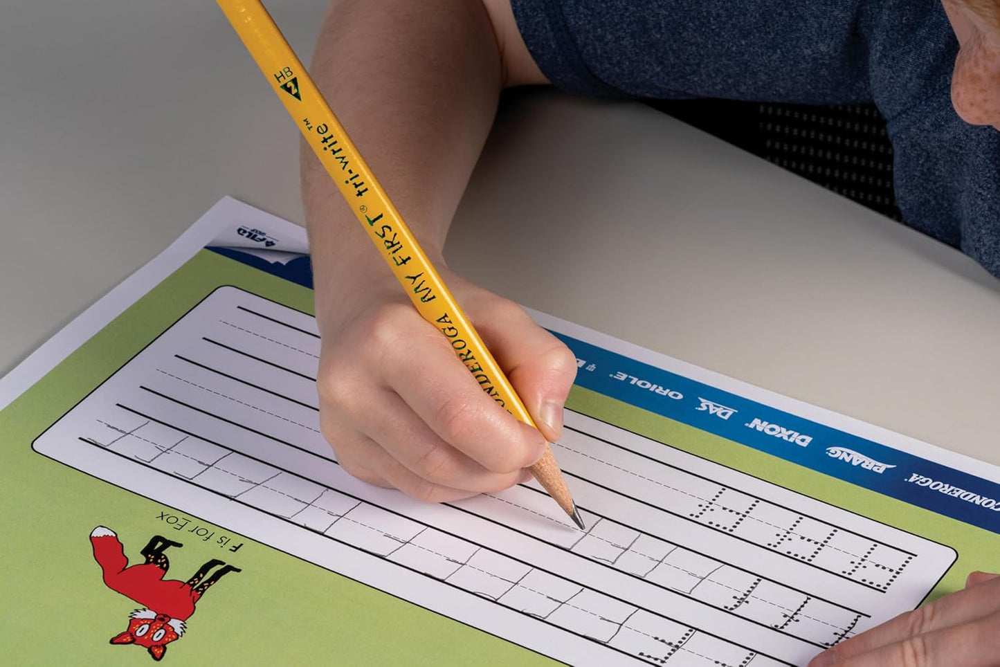 Ticonderoga My First Tri-Write Wood-Cased Pencils. Unsharpened. 2 HB Soft. With Erasers. Yellow. 36 Count