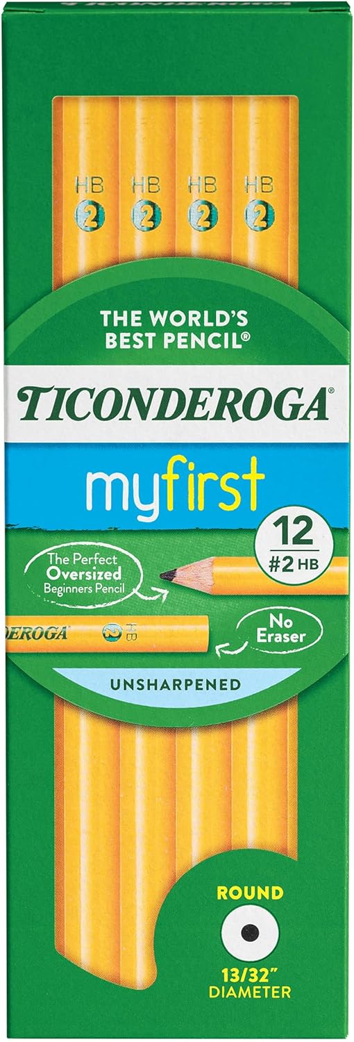 Ticonderoga Beginner Wood-Cased Pencils. 2 HB Soft. Yellow. 12 Count (X13080)