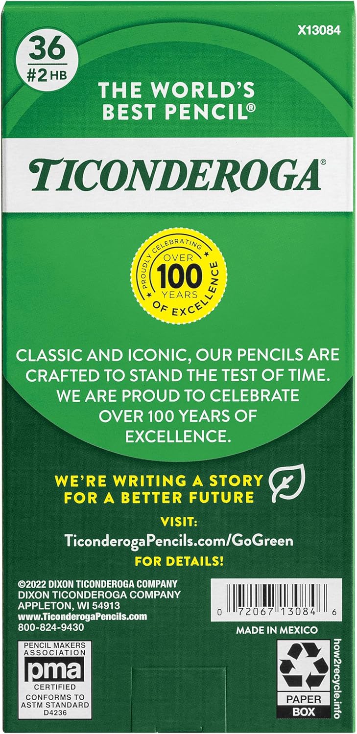 Ticonderoga My First Tri-Write Wood-Cased Pencils. Unsharpened. 2 HB Soft. Without Erasers. Yellow. 36 Count
