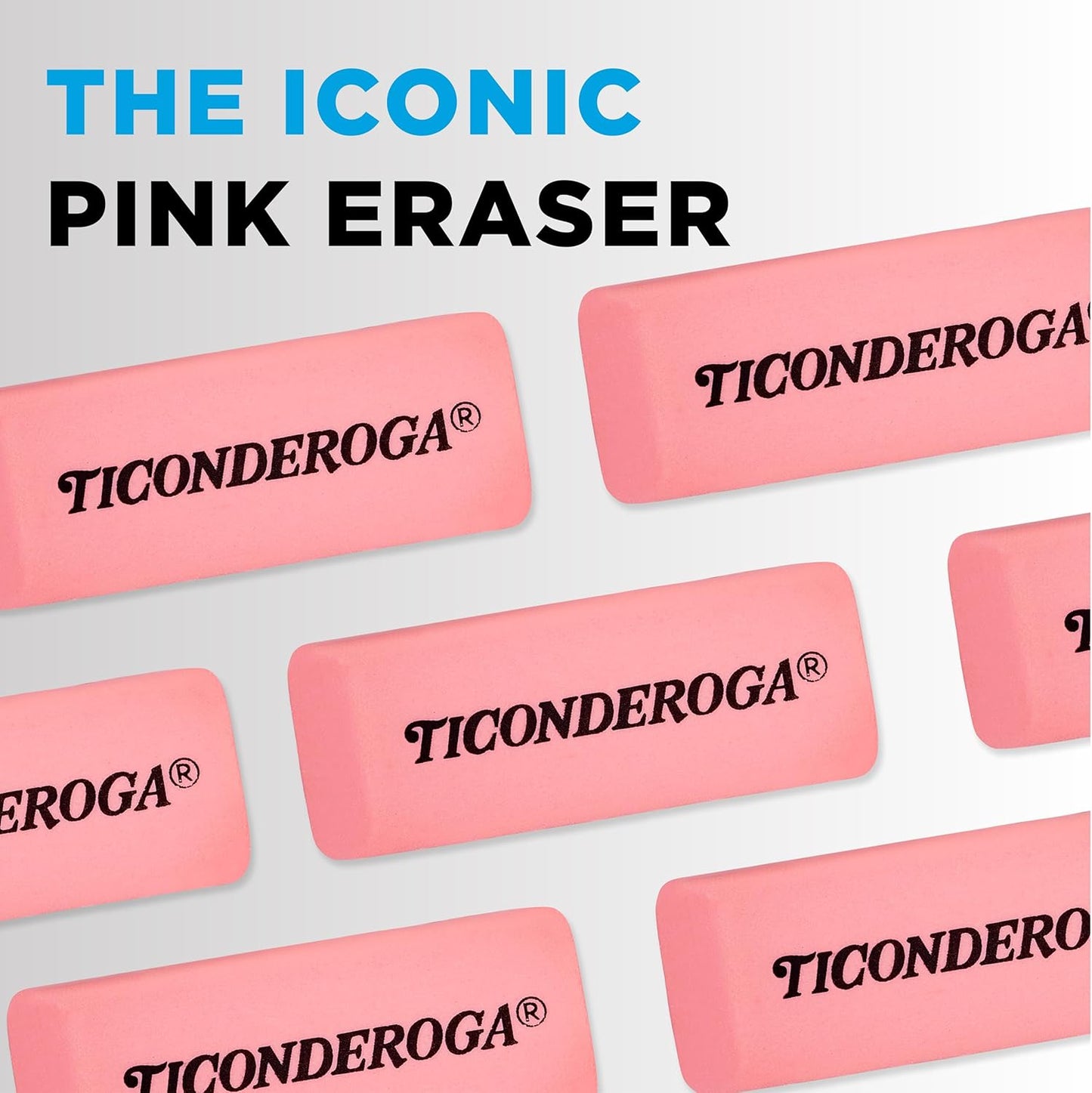 Ticonderoga Wedge Erasers. Pink. 5 Count