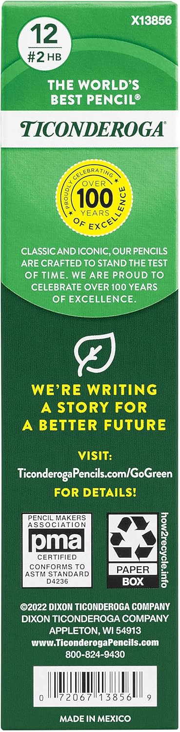 Ticonderoga Tri-Write Wood-Cased Pencils. 2HB Soft. Yellow. 12 Count