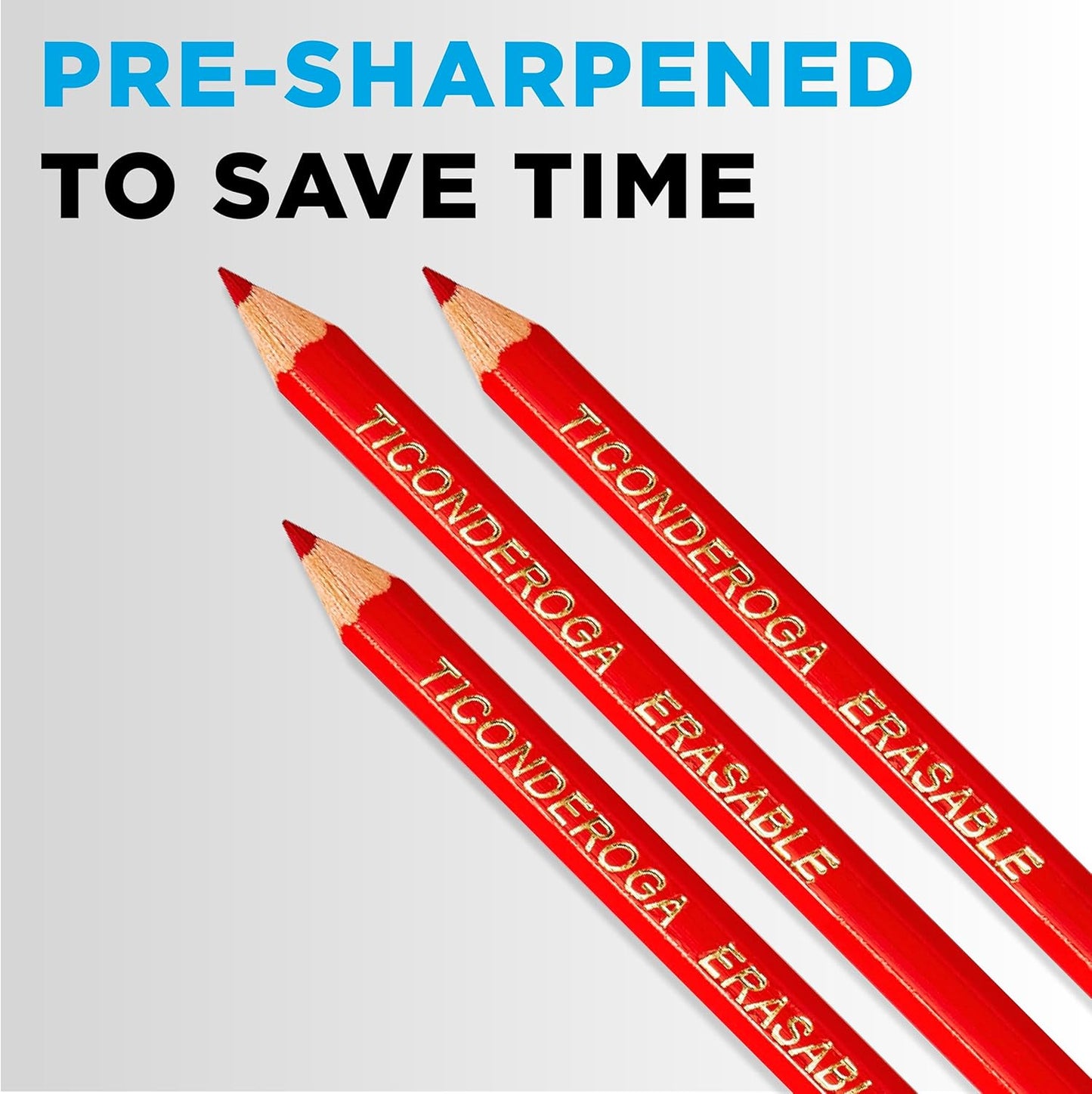 TICONDEROGA Erasable Checking Pencils. Pre-Sharpened with Eraser. Red. Pack of 2 (13901)