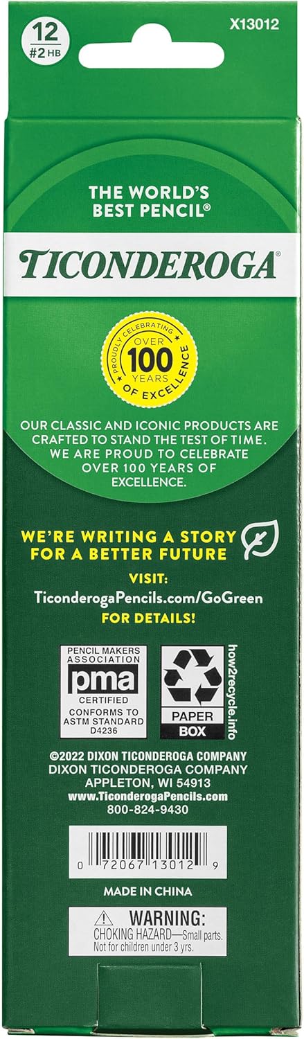 Ticonderoga My First Tri-Write Wood-Cased Pencils. Pre-Sharpened. 2 HB. With Erasers. Neon Colors. 12 Count