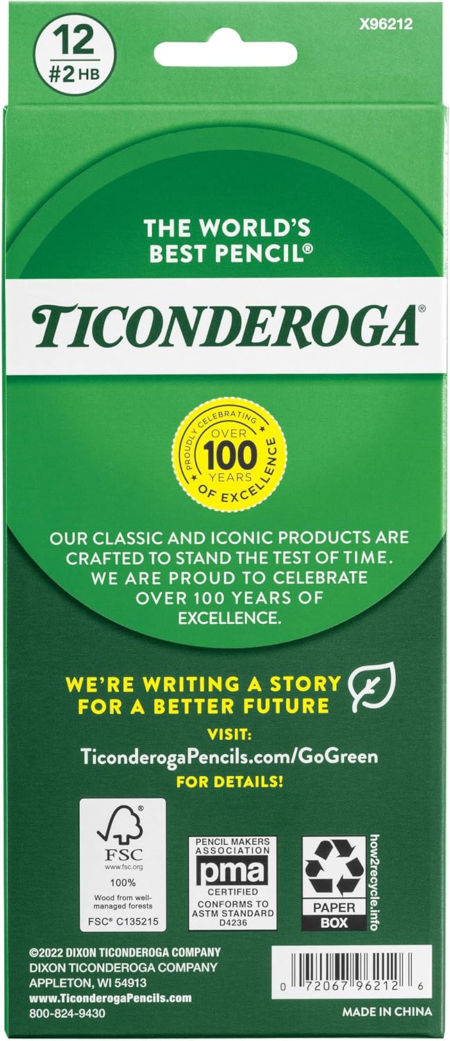 Ticonderoga Envirostik Wood-Cased Pencils. #2 HB Soft. Natural. 12 Count