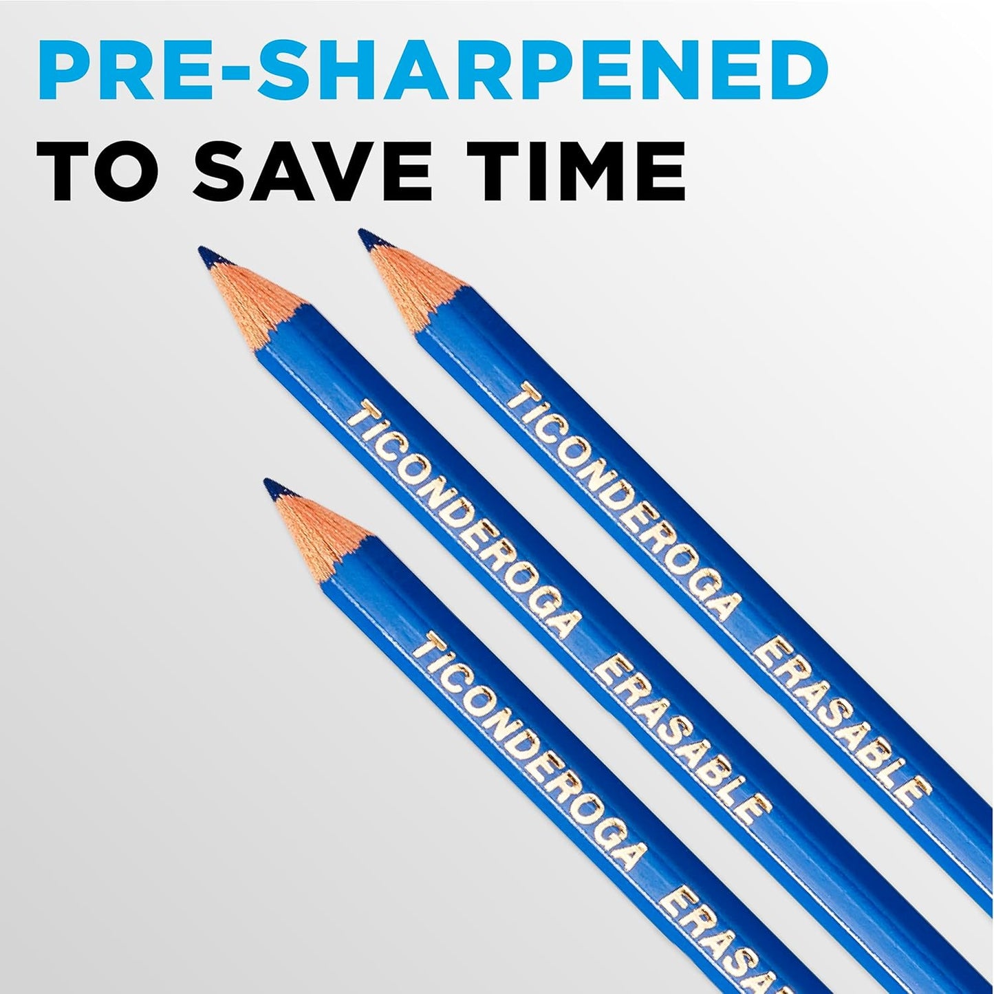 Ticonderoga Erasable Checking Wood-Cased Pencils. Pre-Sharpened. Blue. 12 Count