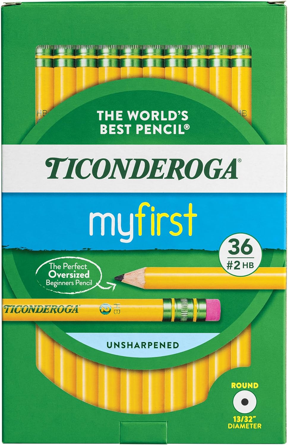 Ticonderoga My First Wood-Cased Pencils. 2 HB. Yellow. 36 Count