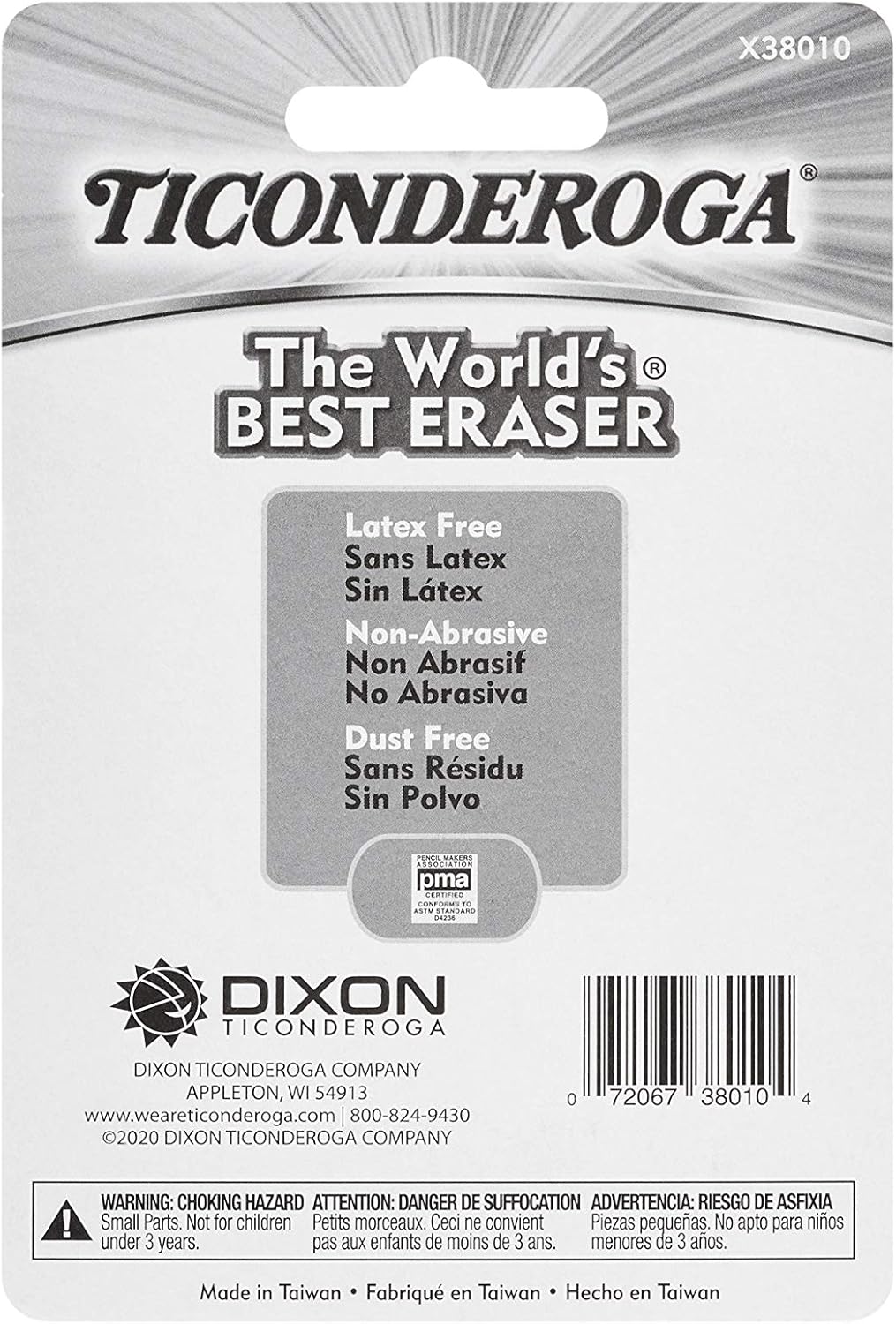 Ticonderoga Pencil Cap Erasers. White. 10 Count. 6 Packs (X38010)