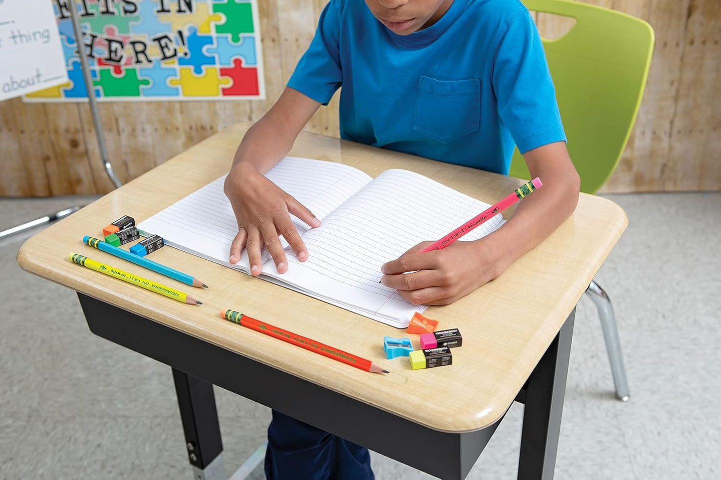 Ticonderoga My First Tri-Write Wood-Cased Pencils with Sharpener. Pre-Sharpened. 2 HB. With Erasers. Neon Colors. 2 Count. 6 Packs