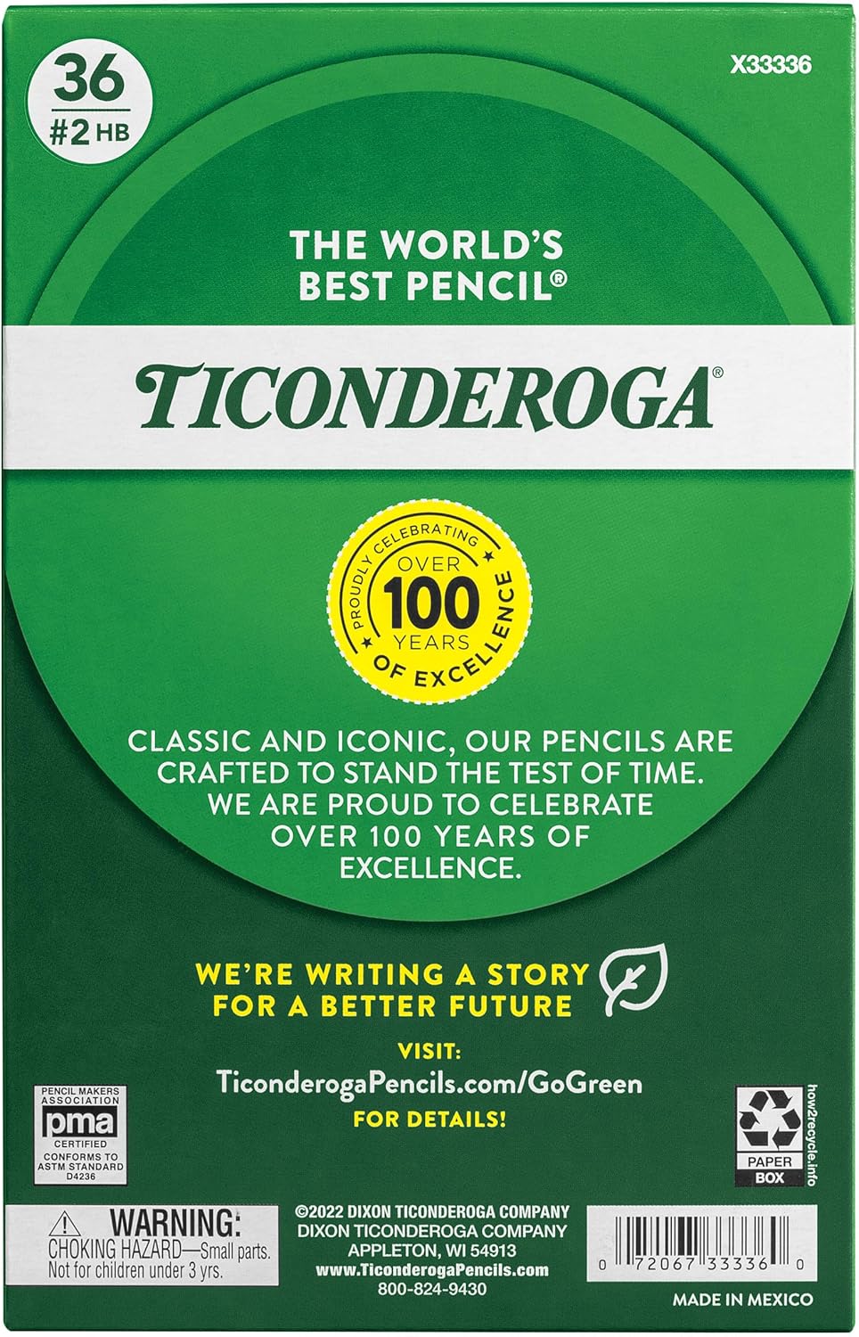 Ticonderoga My First Wood-Cased Pencils. 2 HB. Yellow. 36 Count