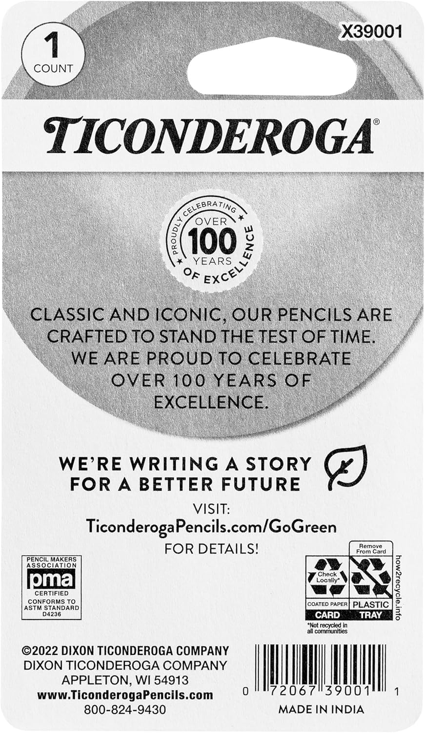 Ticonderoga Duo 2-in-1 Pencil Sharpener & Eraser. Yellow. 6 Count